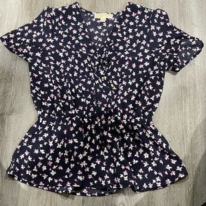 Michael Kors Women's Short Sleeve Blouse, Pink Ditsy Floral